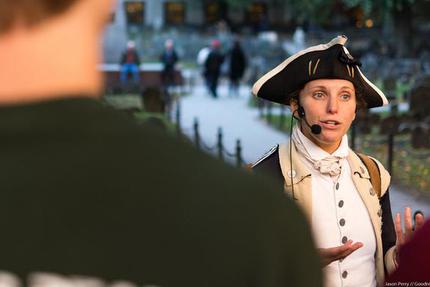 Deborah Sampson giving on tour on Boston's Freedom Trail